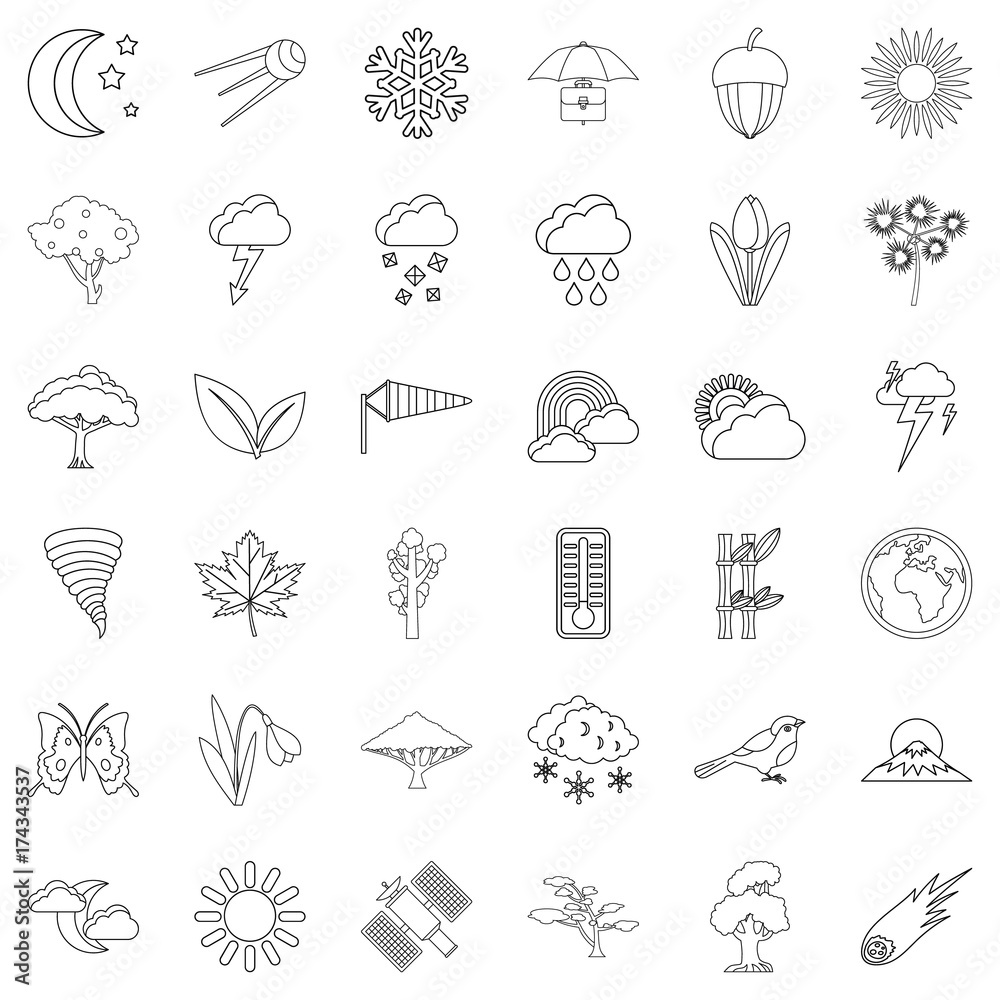 Thermometer icons set, outline style Thermometer icons set, outline style