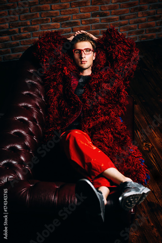 long red fur coat photo