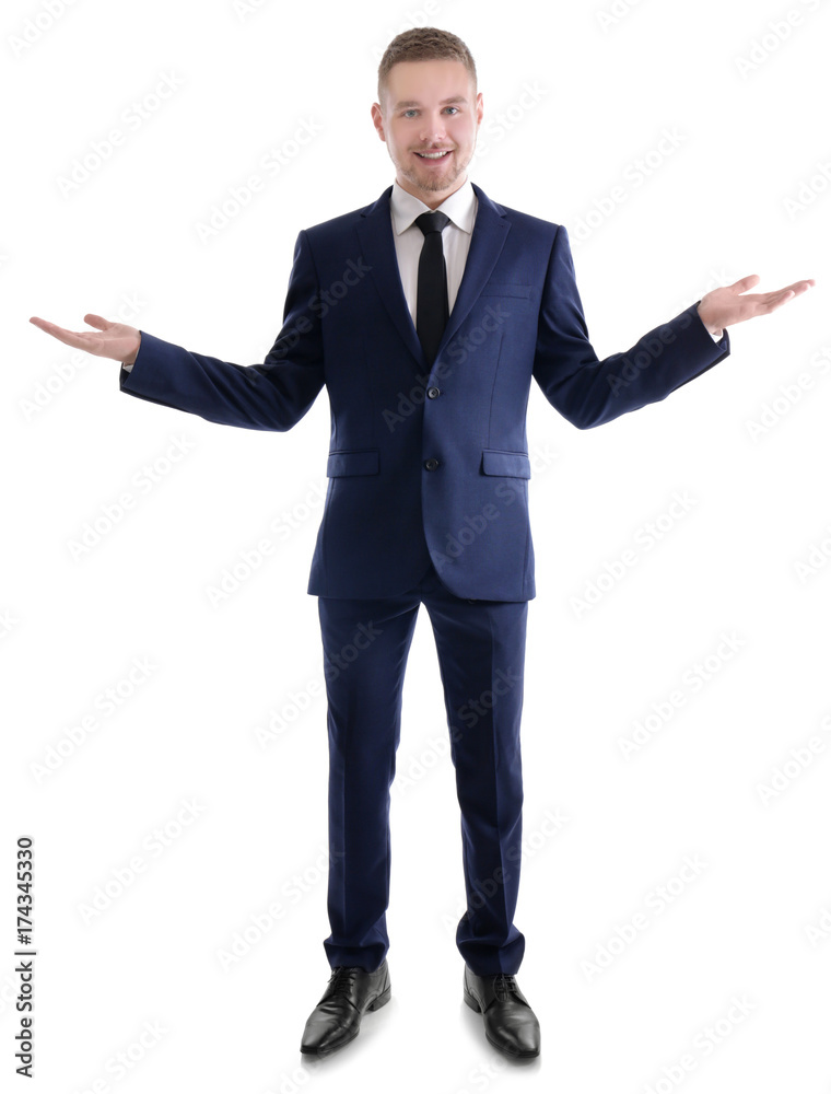 Handsome man in suit isolated on white Handsome man in suit isolated on white