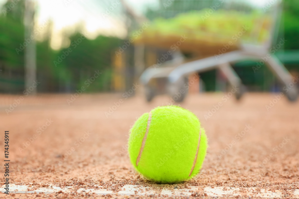 Tennis ball on modern court