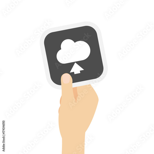 Hand hält graue Karte - Wolke - Hochladen