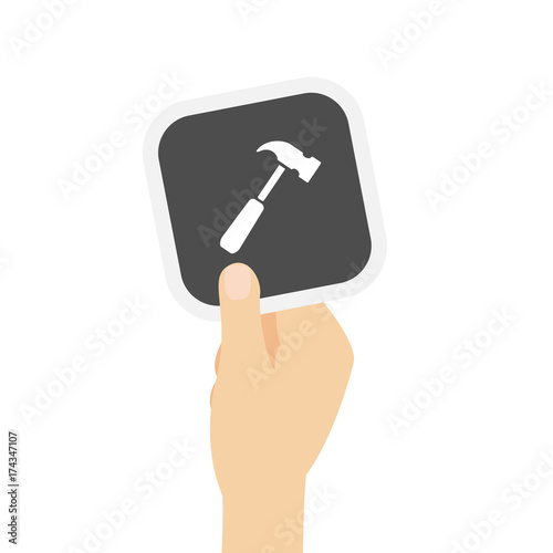 Hand hält graue Karte - Hammer