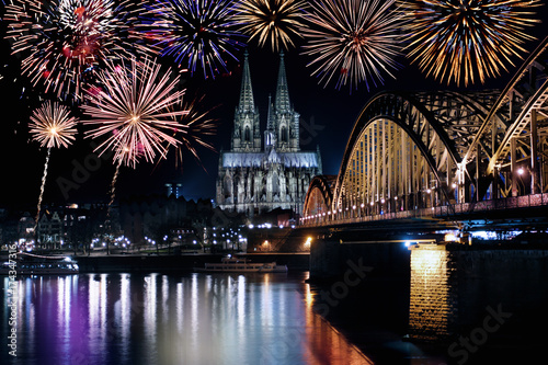 Canvas Print Köln Feuerwerk Silvester