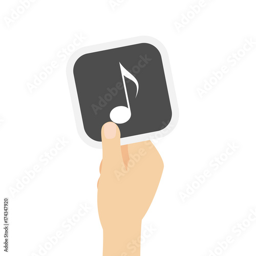 Hand hält graue Karte - Musiknote
