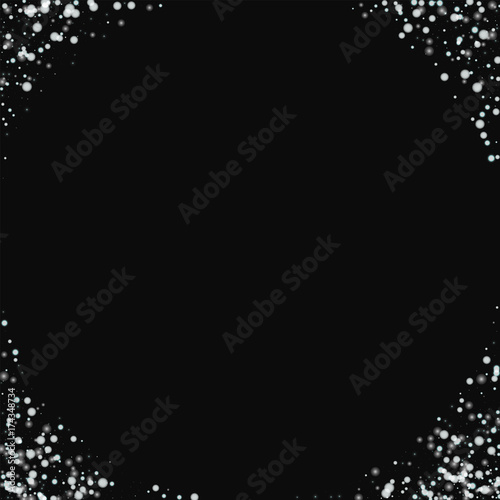Amazing falling snow. Corners with amazing falling snow on black background. Mind-blowing Vector illustration.