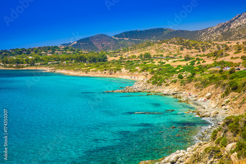 Spaggia di Genne Mari beach on Sardinia Island.