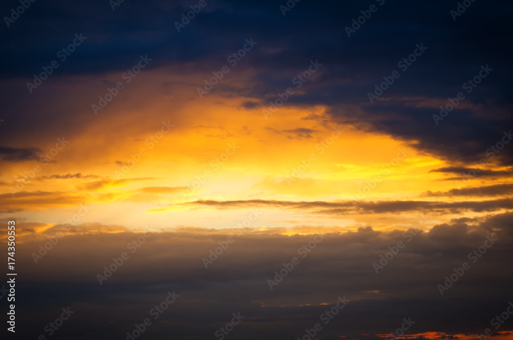 dark clouds at sunset