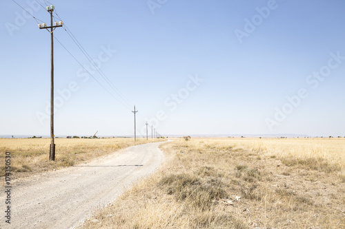 a country road with electricity pylons on a summer day © Jorge Anastacio