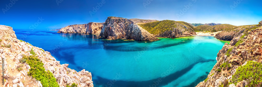 Obraz premium Plaża Cala Domestica, Costa Verde, Sardynia, Ital