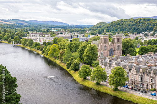 Fényképezés Inverness at cloudy weather in summer, Scotland