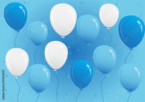 Blue and White Party Balloons Vector Illustration