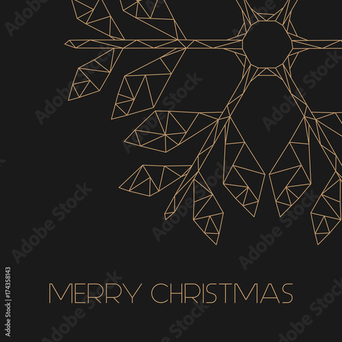 moderne Weihnachtskarte - goldene Schneeflocke