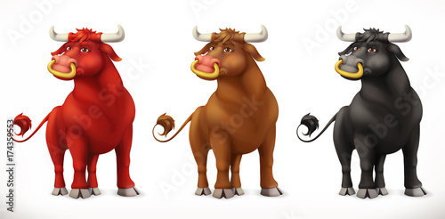 Bull. Ox animal in the Chinese zodiac, Chinese calendar. 3d vector icon
