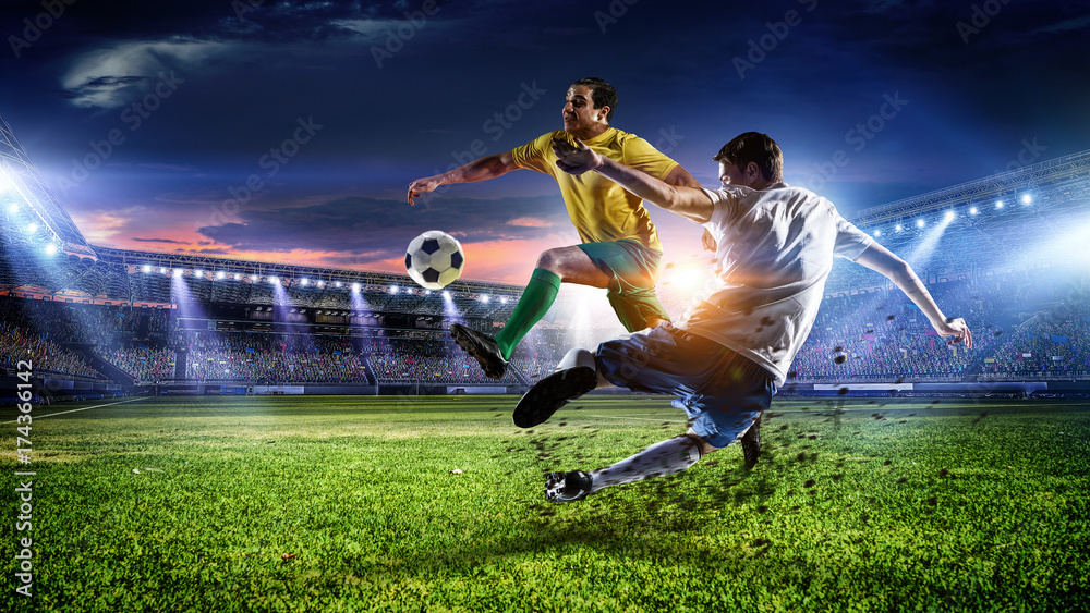Naklejka premium Soccer best moments. Mixed media