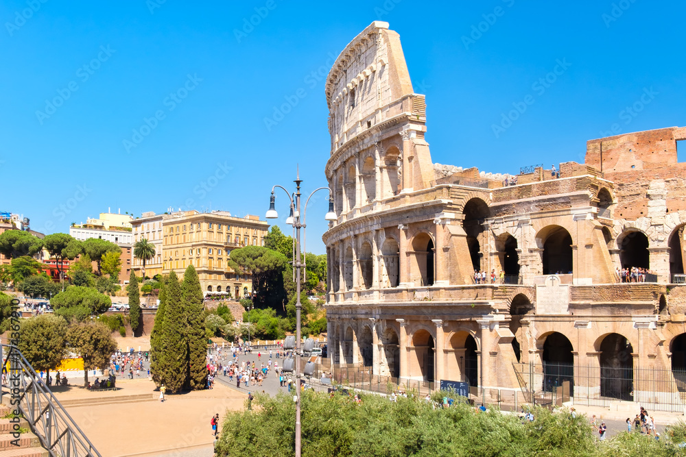 Ruins of the Colosseum in central Rome