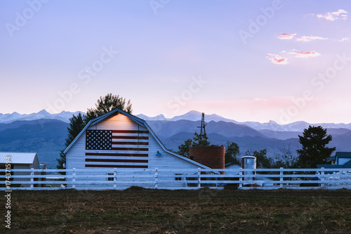 American flag barn, Colorado, USA photo