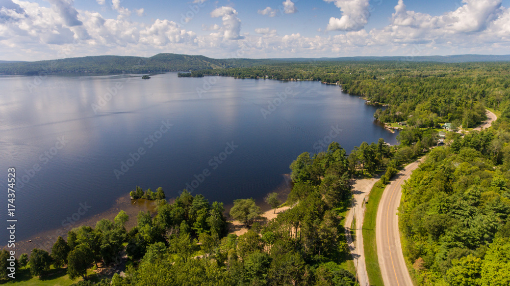Aerial View of a Lake in Summer