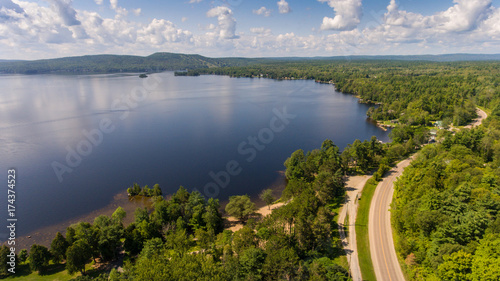 Aerial View of a Lake in Summer