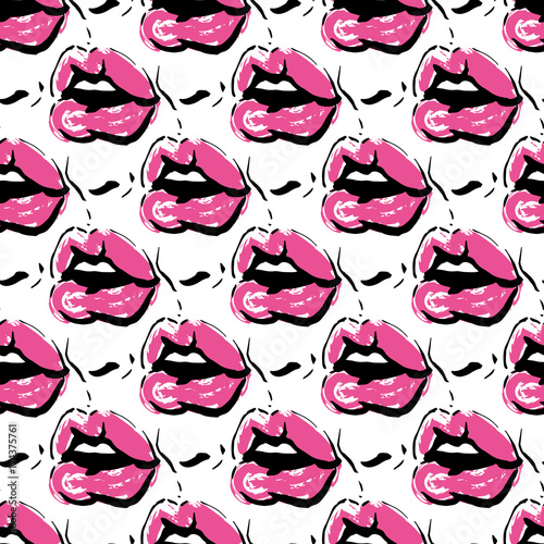 Bold red lips full of kisses