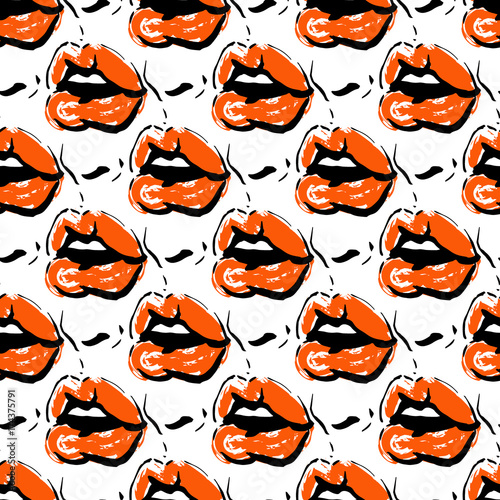 Bold red lips full of kisses