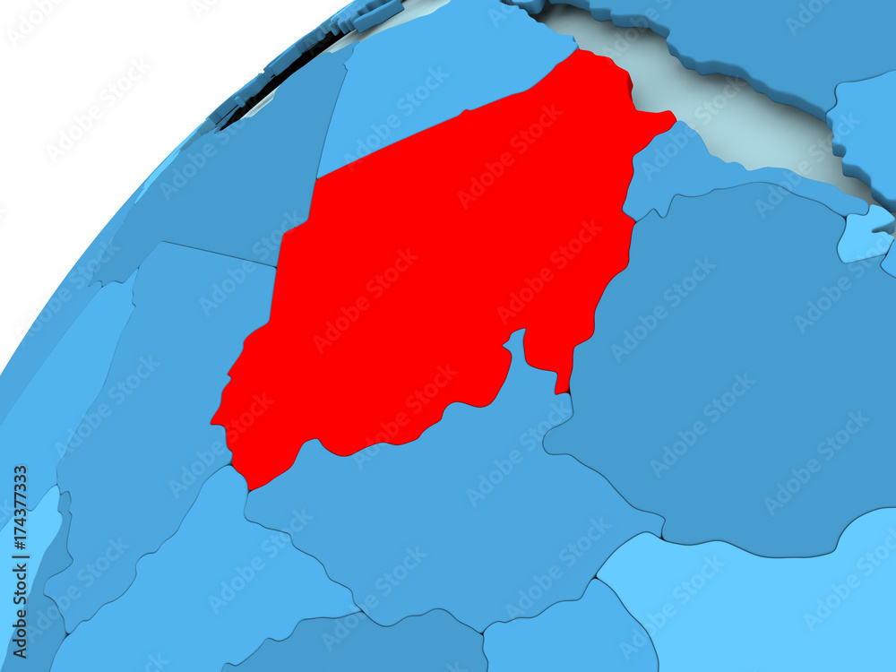 Obraz premium Sudan on blue globe