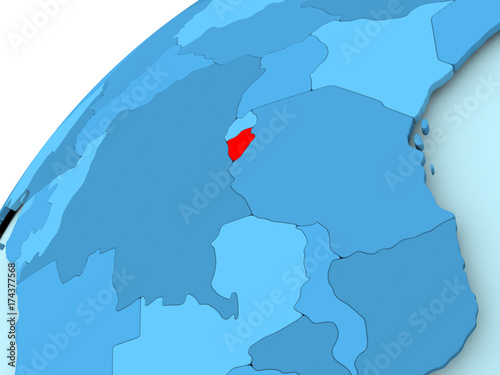 Burundi on blue globe