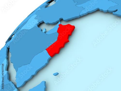 Oman on blue globe