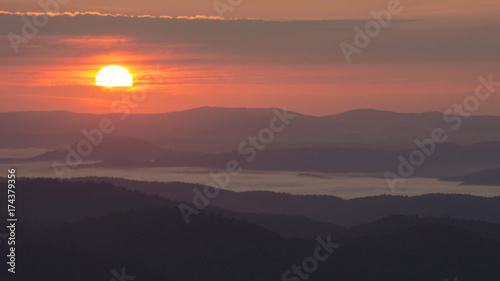 A sunrise view of the Blue Ridge Mountains in Western North Carolina. © jdwfoto