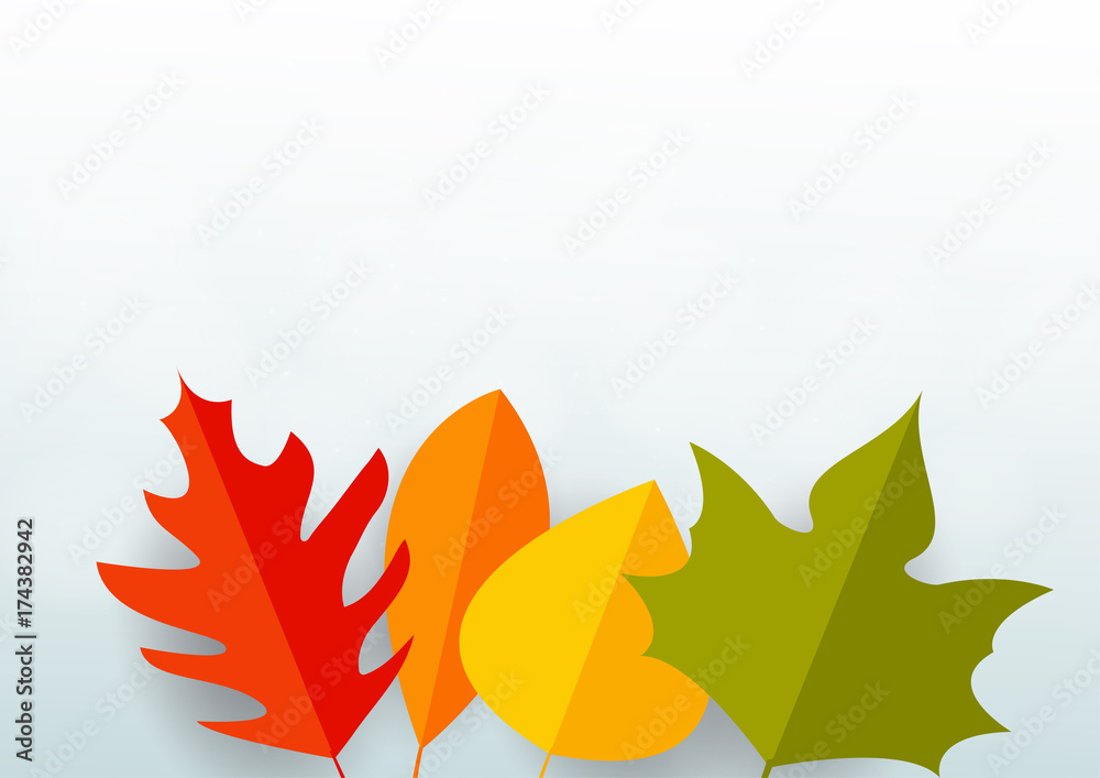Paper art of Autumn leaves falling background. Vector illustration