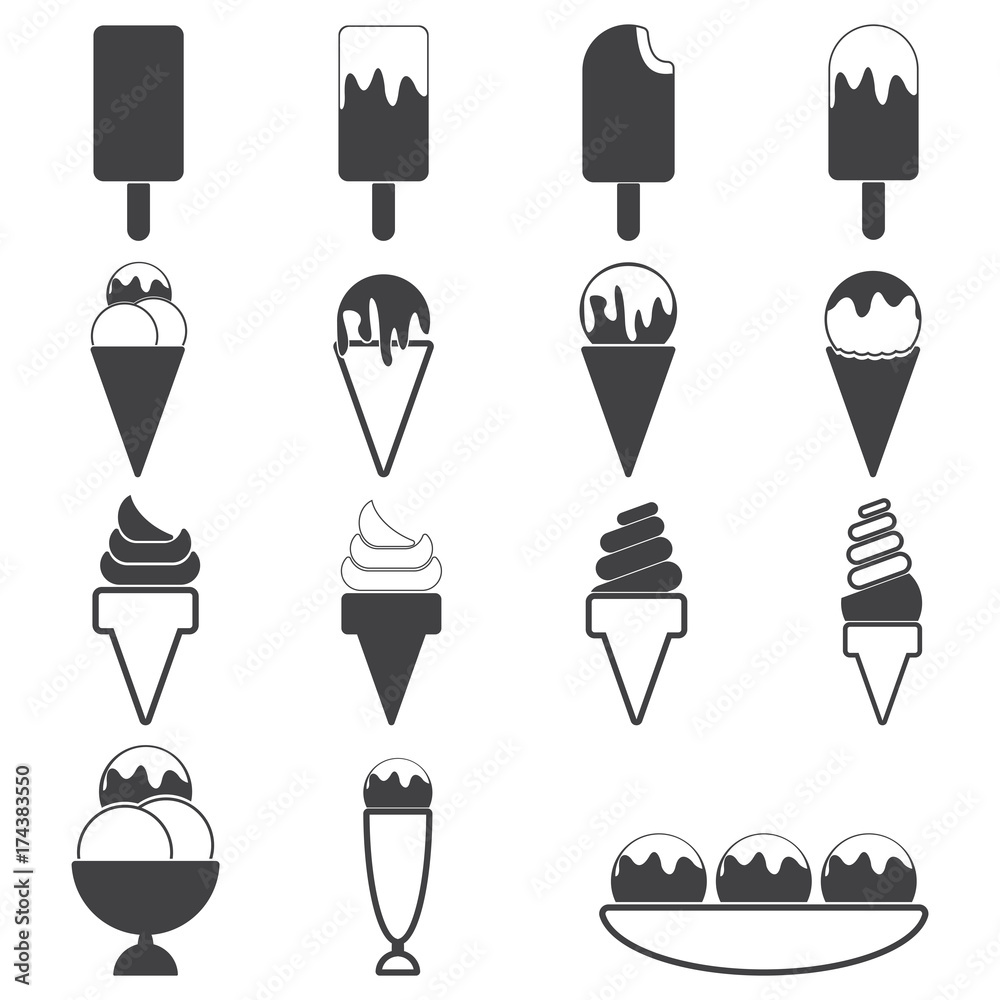 ice cream icon, soft cream, sundae, cone, banana split. ice cream icon, soft cream, sundae, cone, banana split.