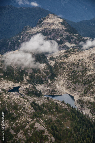 Aerial landscape view of glacier lakes near Squamish, BC, Canada. photo