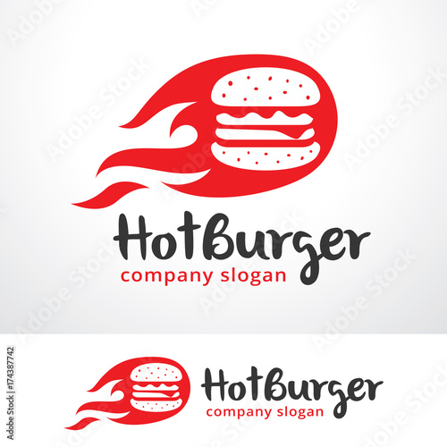 Hot Burger Logo Template Design Vector, Emblem, Design Concept, Creative Symbol, Icon