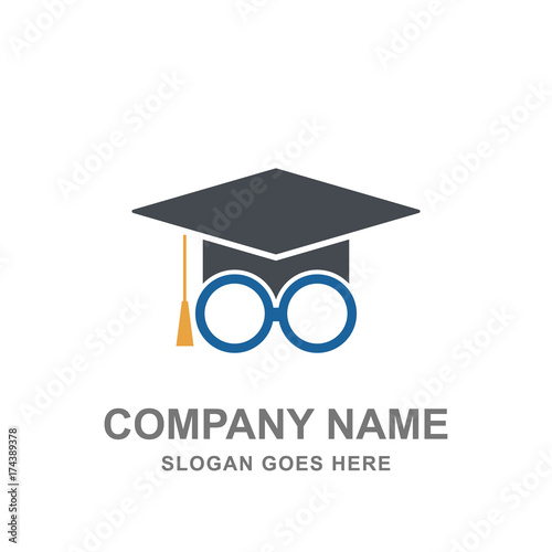 Education Graduation Cap Glasses Logo Vector Icon