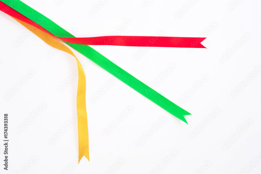 Christmas bow red, green and gold color isolated on white background Christmas bow red, green and gold color isolated on white background