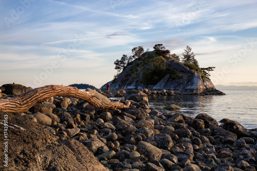 Beautiful nature landscape picture of Whytecliff Park during a sunny summer evening. Picture taken in Horseshoe Bay, West Vancouver, BC, Canada.