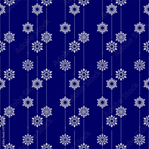 frozen crystal Snowflake basic vertical line seamless pattern texture background vector in white and blue or Porcelain tone