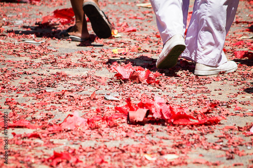 After burning firecracker on the road during Phuket vegetarian festival