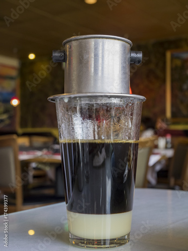 Traditional Vietnam style drip coffee