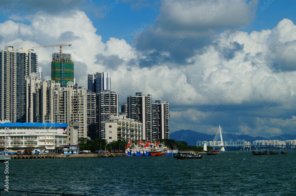 Tall buildings in Shekou Sea world. Shenzhen, china.