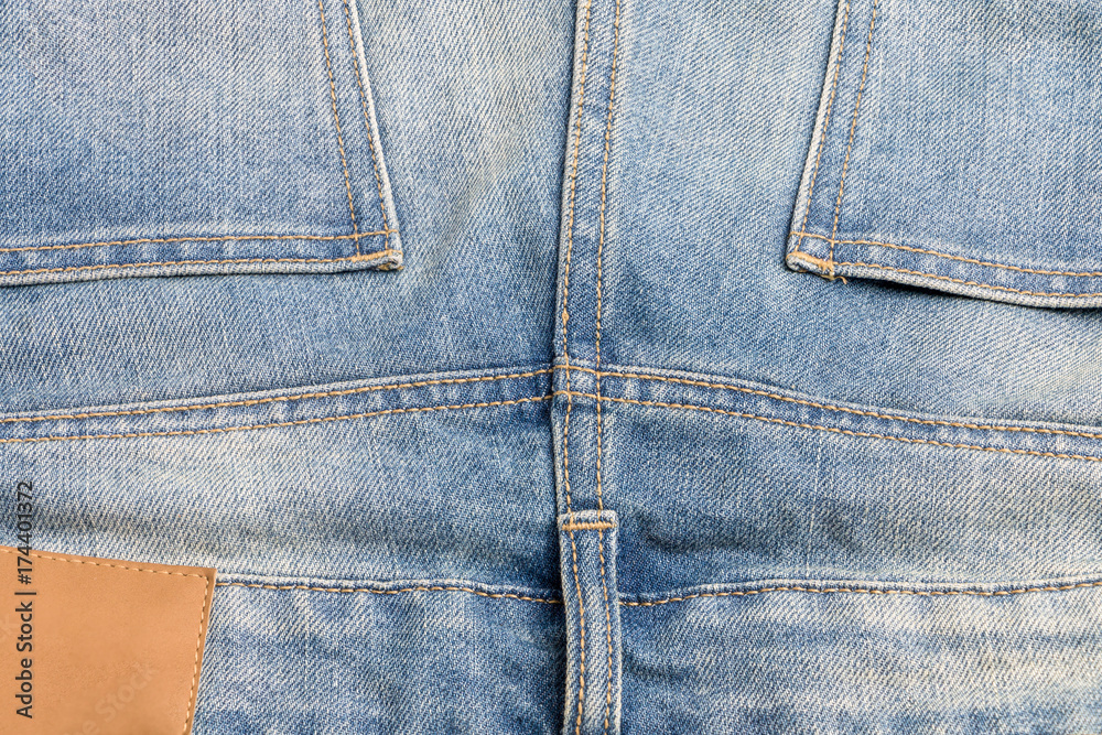 Sew stitch the flat-felled seam design on back denim jeans Stock Photo |  Adobe Stock