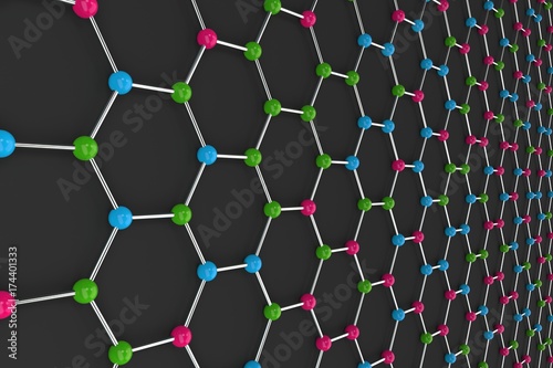Graphene atomic structure on black background