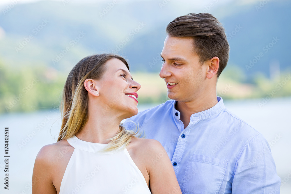 Beautiful couple cuggling outdoor