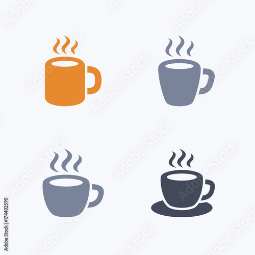 Coffee Mugs   Cups - Carbon Icons. A set of 4 professional  pixel-aligned icons designed on a 32 x 32 pixel grid.