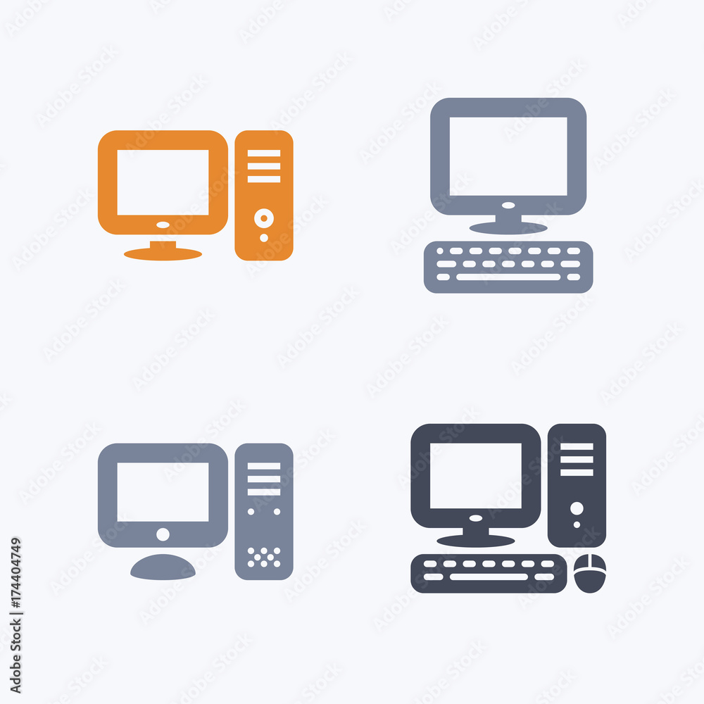 Desktop Computers - Carbon Icons. A set of 4 professional, pixel-aligned icons designed on a 32 x 32 pixel grid.