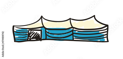 Traditional bedouin desert tent hand drawn icon isolated on white background vector illustration. Eastern ethnic culture element, traditional symbol.