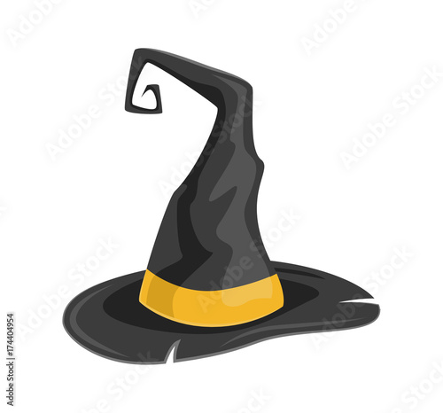 Wizard hat isolated icon. Wizard and magic tricks vector illustration in cartoon style.