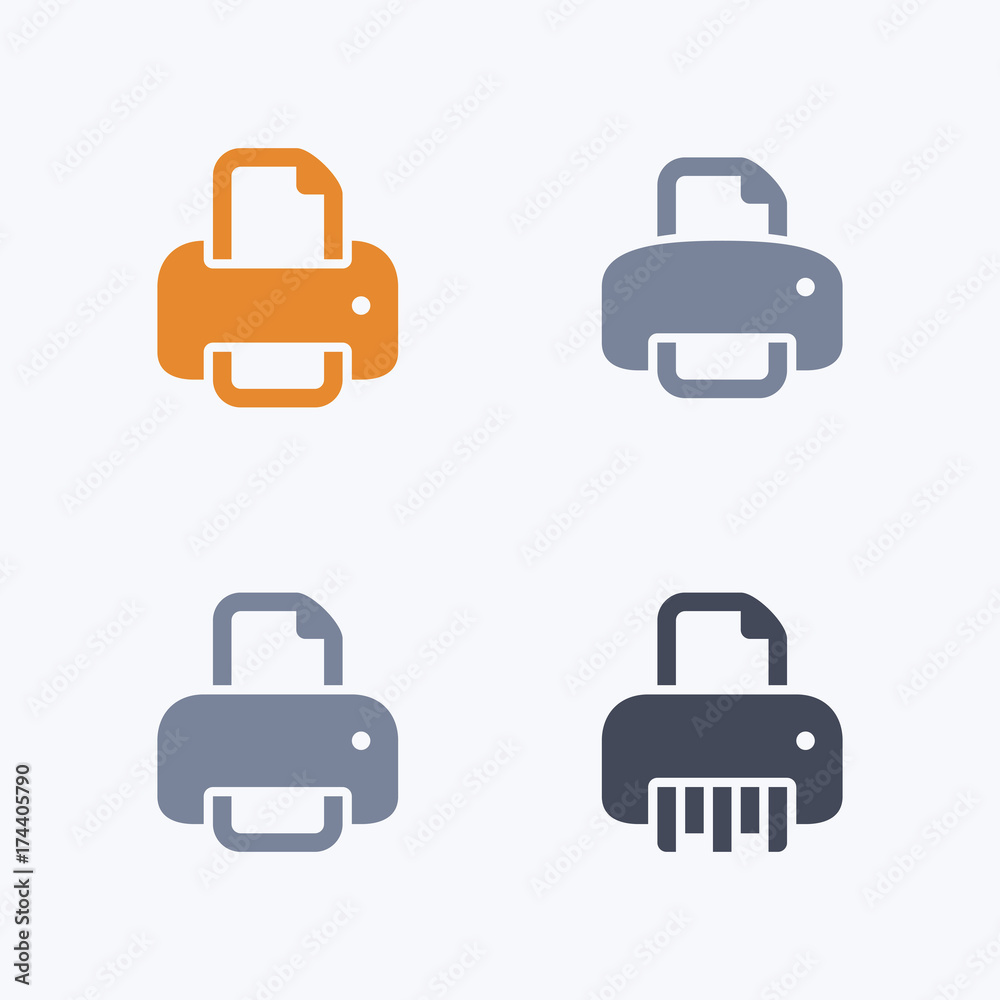 Fototapeta premium Printers - Carbon Icons. A set of 4 professional, pixel-aligned icons designed on a 32 x 32 pixel grid.
