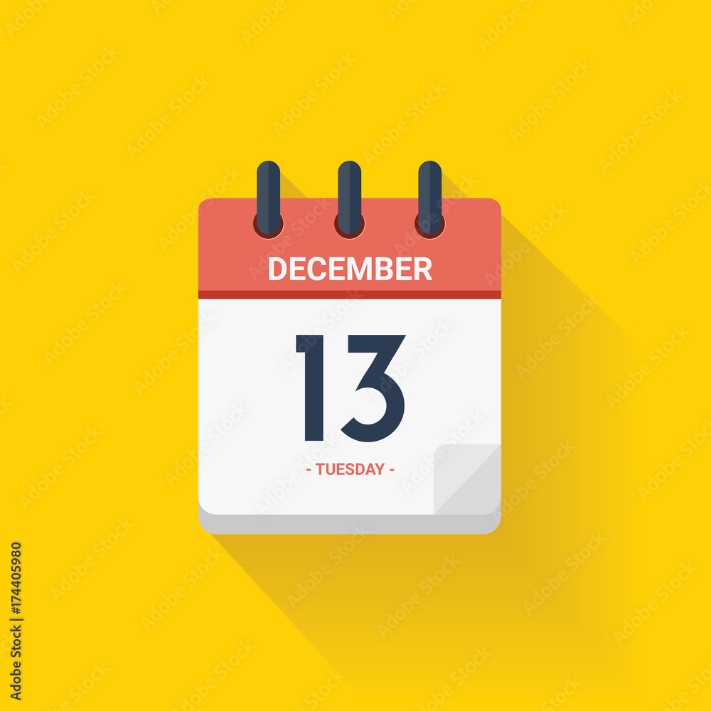 Day calendar with date December 13, 2017. Vector illustration Day calendar with date December 13, 2017. Vector illustration