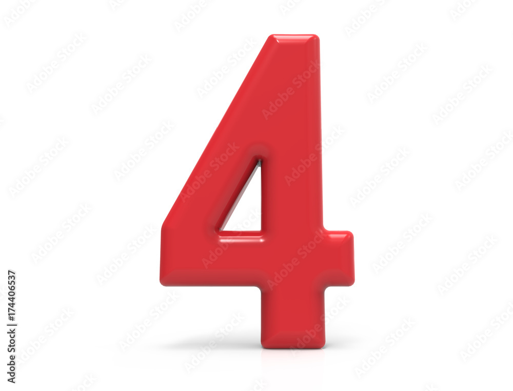 Obraz premium red number 4