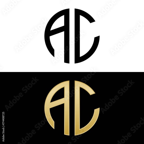 ac initial logo circle shape vector black and gold